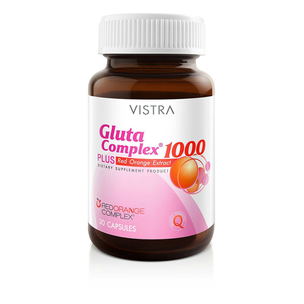 ใหม่ล่าสุด** ใสที่สุด ขาวมาก Vistra Gluta Complex 1,000 mg 30 Capsules
