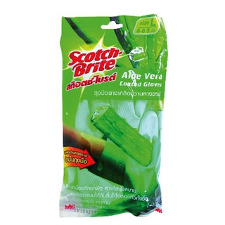 🔥แนะนำ!! สก๊อตช์-ไบรต์ 3M ถุงมือยางเคลือบว่านหางจระเข้ ขนาดใหญ่ Scotch-Brite 3M Aloe Vera-Coated Gloves Size Large