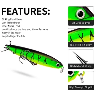 PROBEROS 1PCS Sinking Pencil Fishing Lure 10g 14g 18g 24g Bass Trolling Lure Saltwater Lures Long Throw Artificial Hard Bait ก Fishing Accessories DW542