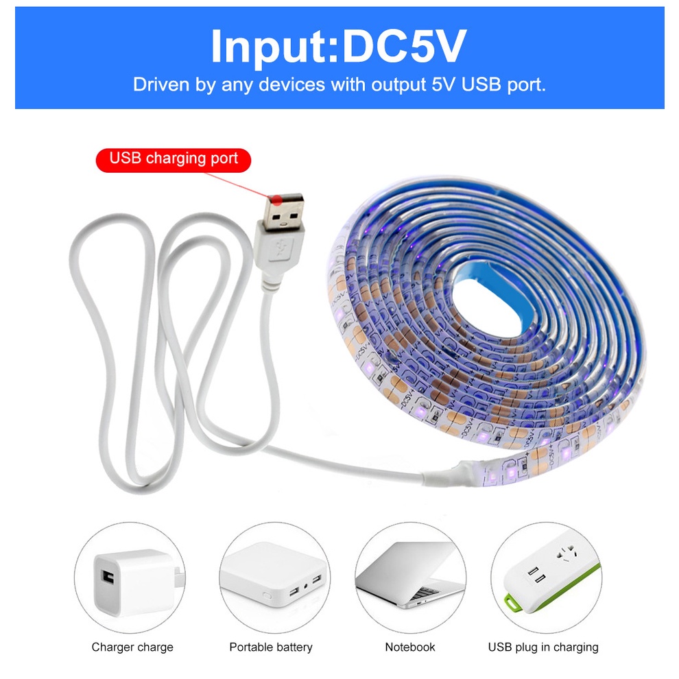สายไฟ Led Uv 5 โวลต์ Dc 2835 ขนาด 0.5 ม. 1 ม. 2 ม. กันน้ำ สีม่วง สําหรับดีเจ ราคา ถูกที่สุด ดีลบีเคเค แกลเลอรีภาพที่ 3