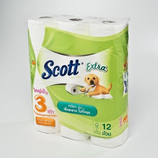 ถูกที่สุด✅  สก๊อตต์ เอ็กซ์ตร้า กระดาษชำระ แพ็ค 12 ม้วน Scott Extra Super Jumbo Toilet Tissue x 12 Rolls