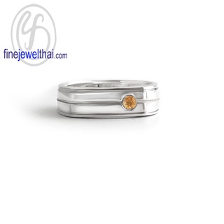 Finejewelthai-แหวนบุษราคัม-บุษราคัม-แหวนพลอย-แหวนประจำเดือนเกิด-Yellow Sapphire-Silver-Ring-Birthstone-R1423yl