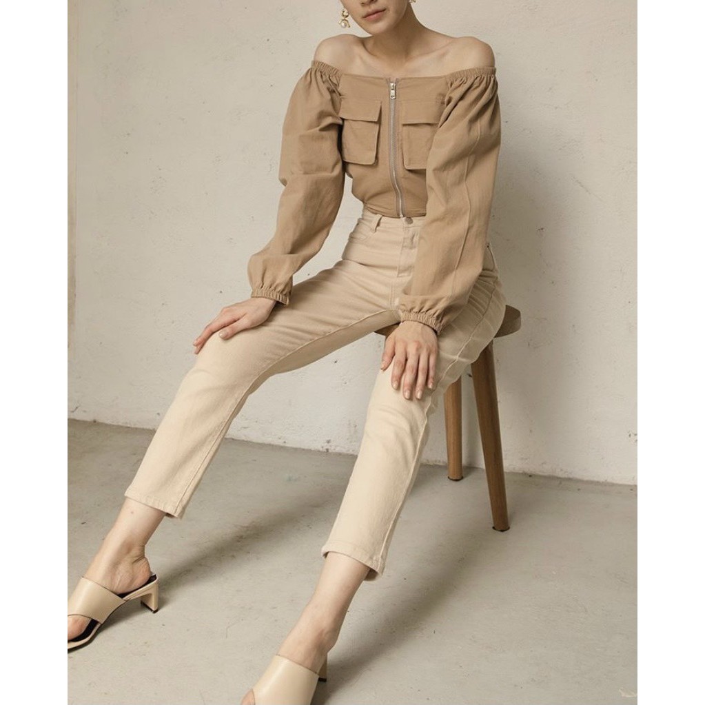 Aliotte - Lola Jeans กางเกงเอวสูงทรงมัม