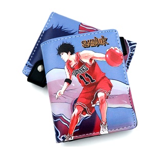 กระเป๋าสตางค์ ใบสั้น พิมพ์ลายการ์ตูนอนิเมะ SLAM DUNK Hanamichi Sakuragi Kaede Rukawa แบบพับได้