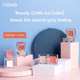 novo-no.5346 small ice high gloss blush โนโว ลิตเติ้ล ไอซ์ คิวบ์ บลัชออน ไฮไลต์ และ เฉดดิ้ง 2 สี ใน 1 ตลับ