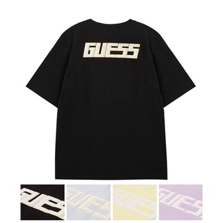 [Guess Korea] เสื้อยืดแขนสั้น พิมพ์ลาย Guess กึ่งโอเวอร์ฟิต ของแท้ 100%