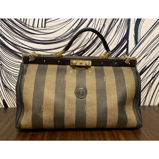 fendi striped black brown pvc bag vintage