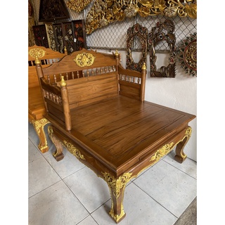 ธรรมาสน์ ไม้สักทอง 100x100x120cm แท่นเทศนา ไม้สักทองทุกชิ้นส่วน ไม้สักแก่ ที่นั่งพระ อาสนะ แกะสลัก ปัดทอง