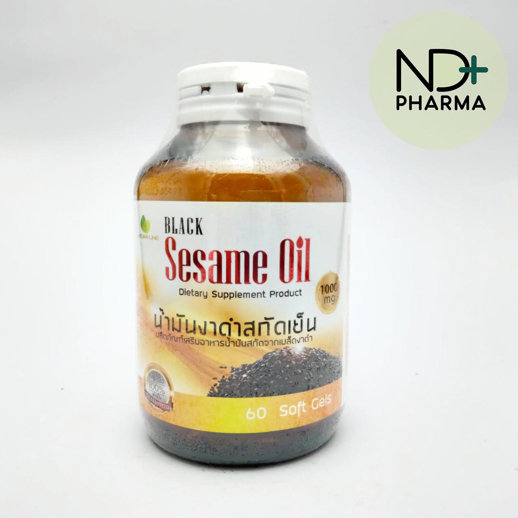 Nature Line Black Sesame Oil 1000 mg น้ำมันงาดำสกัดเย็น 1000 mg 60 เม็ด