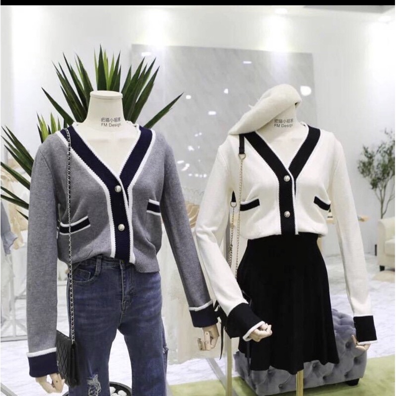 พร้อมส่ง เสื้อคาดิแกนผ้าร่องทอเนื้อแน่น นุ่มใส่สบาย งาน Korean design