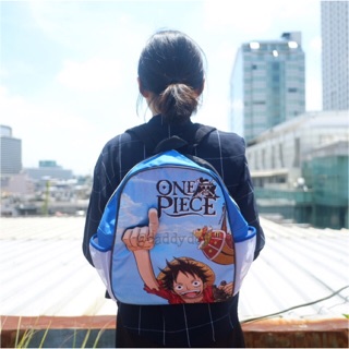 กระเป๋าเป้ Luffy ลูฟี่ สีฟ้า One Piece วันพีซ 14x11นิ้ว