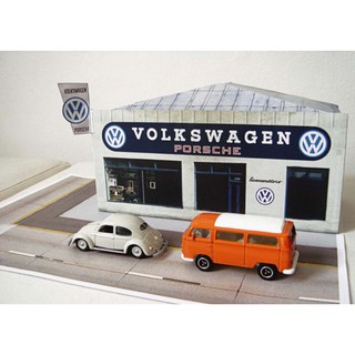 โมเดลกระดาษ Diorama Showroom Volkswagen เหมาะกับสเกล 1/64