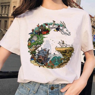 2021 ใหม่การ์ตูนใหม่ Totoro Spirited Away Studio Ghibli Femme T เสื้อผู้หญิงญี่ปุ่น Ulzzang TShirt อะนิเมะ Miyazaki Haya