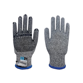 ถุงมือถัก HI-CUT Dot สีเทา ไมโครเท็กซ์ ถุงมือยาง Knit Gloves HI-CUT Dot Gray Microtex