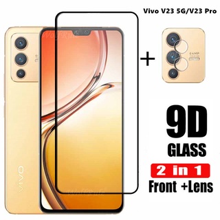 2 in 1 Screen Protector For Vivo V23 Pro V21 V21E Y21T Y33T Y33 Y32 Y21e Y21a Y76 5G Y51 Y31 Y53S 4G Full Cover Tempered Protection Film Back Camera Lens Film