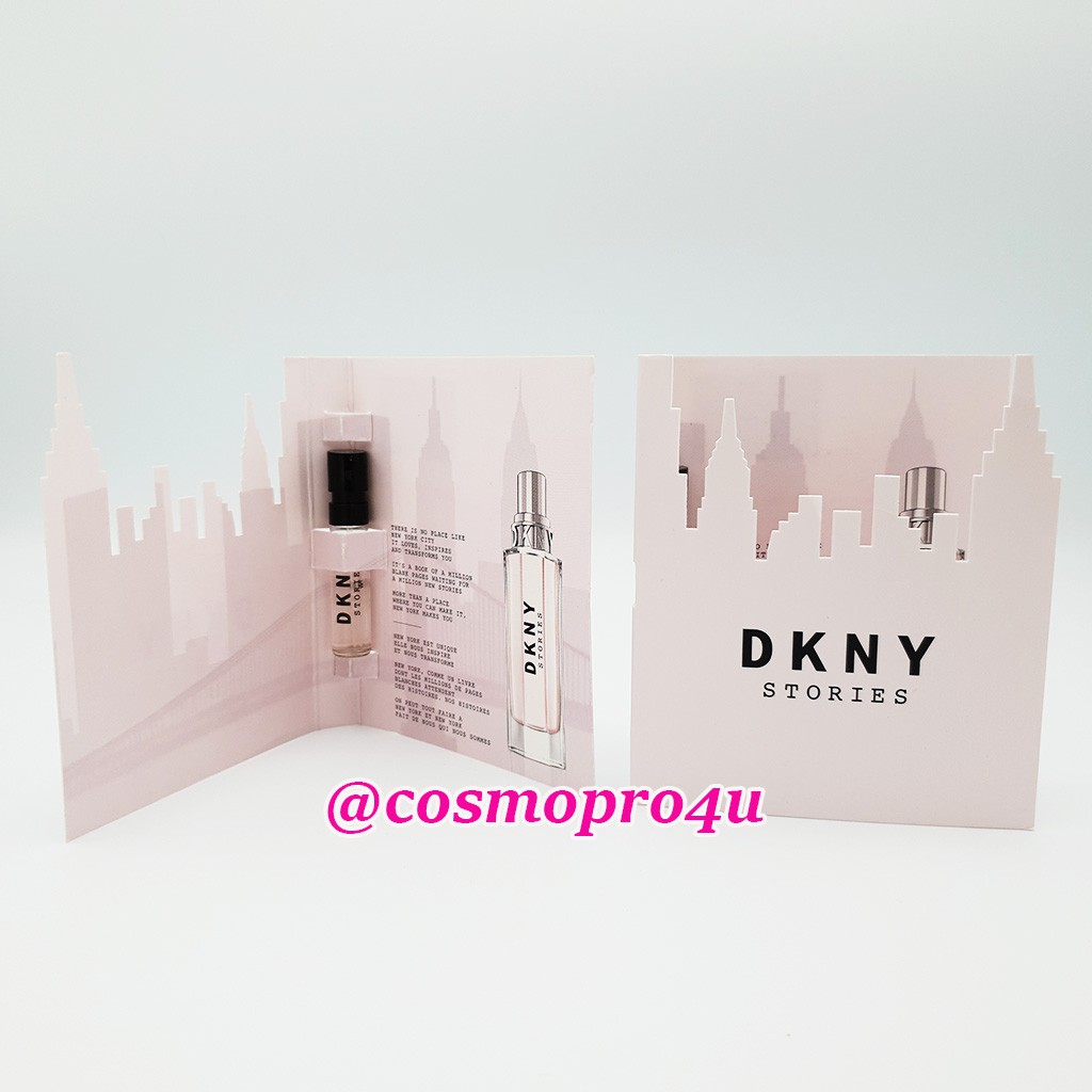 vial น้ำหอม DKNY STORIES EDP หลอด 1.5ml ซองสีชมพูตัดเป็นรูปตึก ดีเคเอ็นวาย สตอรี่ อีดีพี หอมแนว Powd