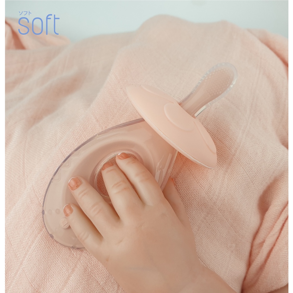 แปรงซิลิโคน ขัดเหงือก เด็กแรกเกิด ขจัดคราบนมและเศษอาหาร ยี่ห้อ SOFT
