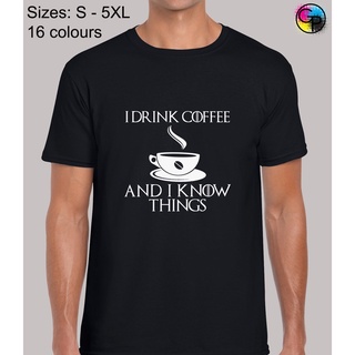 เสื้อยืดครอปเสื้อยืด พิมพ์ลาย I Drink Coffee Fantasy TV Show Inspired Novelty ทรงปกติ สําหรับผู้ชายS-5XL