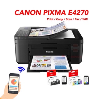 Canon Pixma E4570 Wifi (ปริ้นส์ผ่านโทรศัพท์ได้) พร้อมตลับหมึกแท้ 1 ชุด