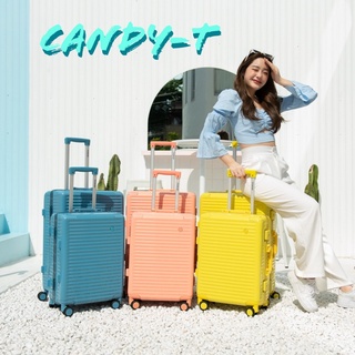 กระเป๋าเดินทางล้อลาก​ Candy-T 20" 24" 29" นิ้ว โครงอลูมิเนียม PC100% เกิดรอยยาก กันน้ำ ไม่ต้องรอพรีออเดอร์ Tpartner