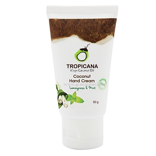 ครีมบำรุงมือน้ำมันมะพร้าว Tropicana สูตร NON PARABEN กลิ่น LEMONGRASS &amp; MINT ขนาด 50 G