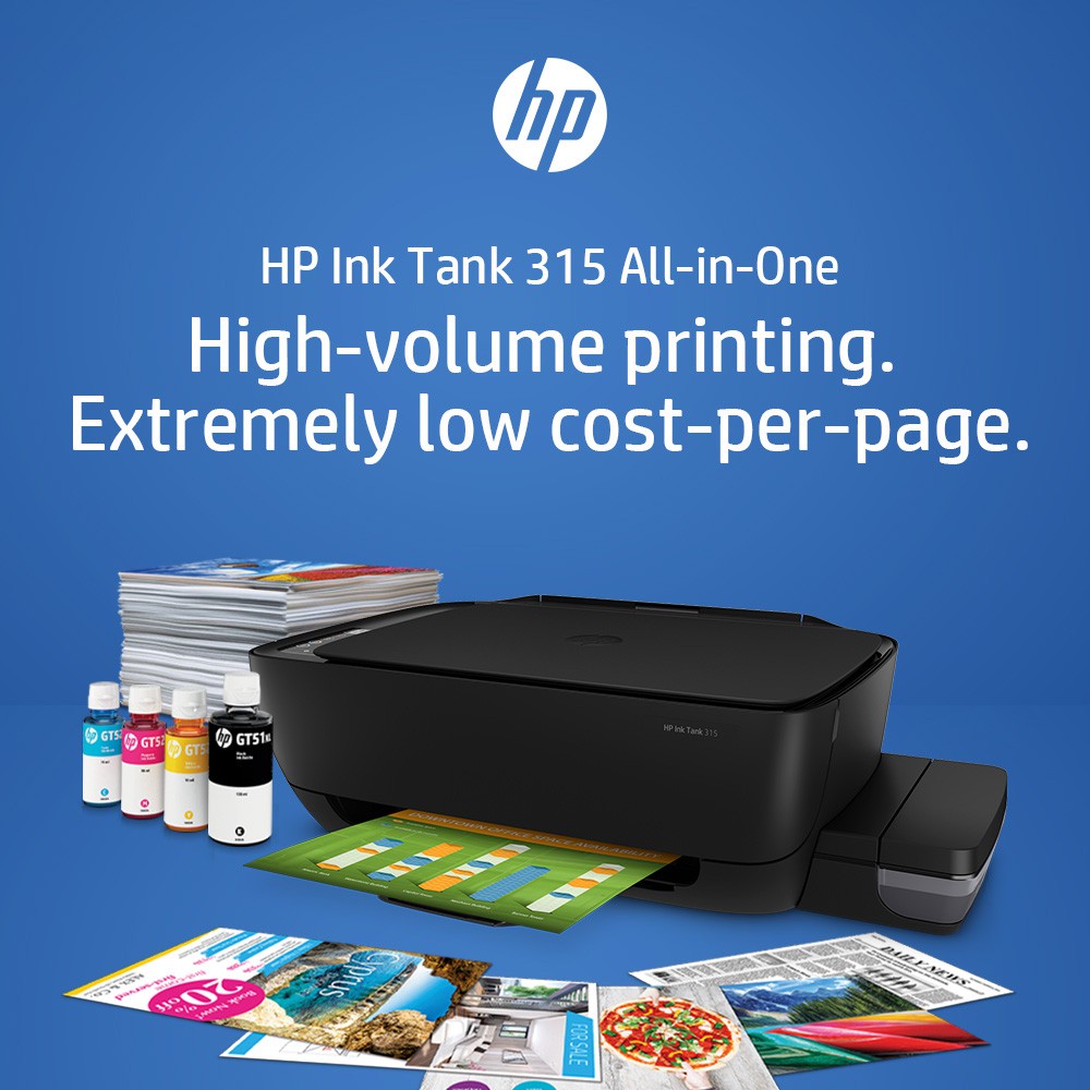 [แลกรับหมึกฟรีอีก 1 ขวด] เครื่องพิมพ์ HP INK TANK 315 AIO -----[+ หมึกแท้ 1 ชุด]