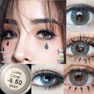 คอนแทคเลนส์ Lucky clover Gray ลัคกี้-เทา (Beautylens)เลนส์อั้มค่าอมน้ำ55% สายตา 50-1000