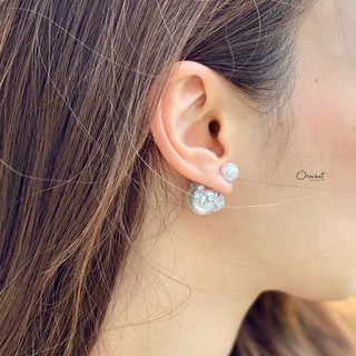 Elizbeth diva java earrings. (ต่างหูแบบติดหูทรงดิออ งานชุบทองคำขาว เพชร CZ)