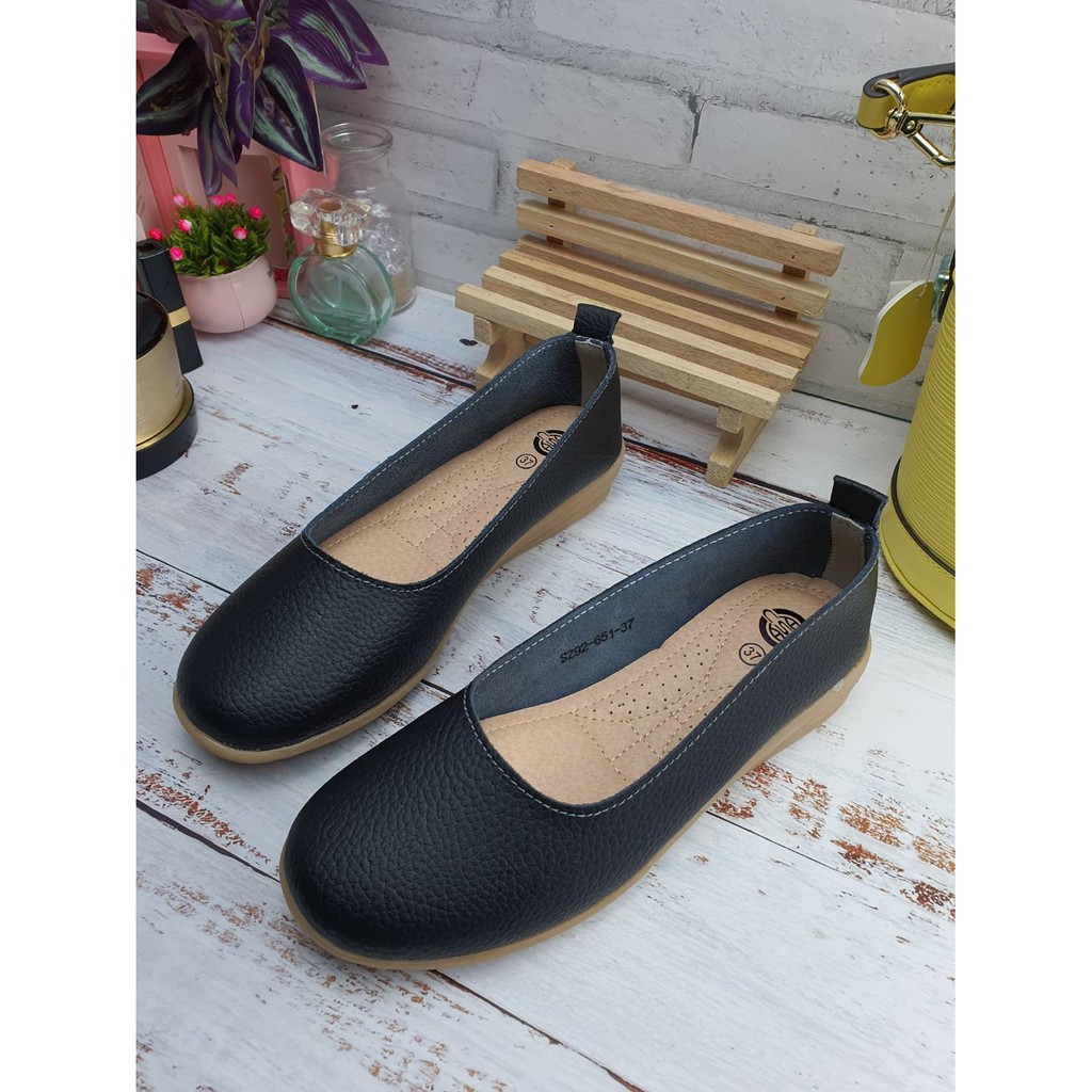 SZ92-651รองเท้าหนังแท้ผู้หญิงหัวมนพื้นยางไซส์36-41