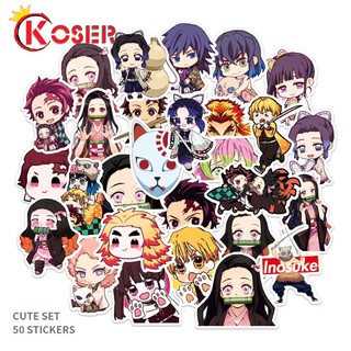 COSER KING 50 ชิ้น สติกเกอร์ดาบพิฆาตอสูร นักล่าปีศาจ Kimetsu No Yaiba Nezuko Tanjirou Stickers ตกแต่งสมุดบันทึก Anime Demon Slayer