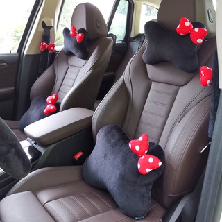 Ready Stock Bowknot Car Headrest Neck Pillow Cute Cartoon Car Pillow Pillow Creative Fashion Car Pillow Waist Pillow Female cA50