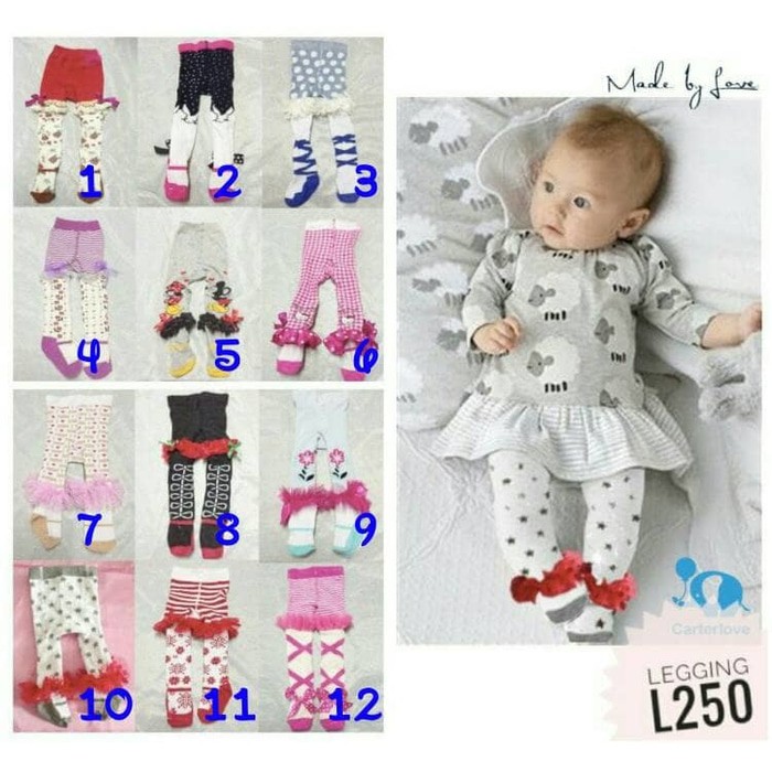 กางเกงเลกกิ้งเด็ก Mudpie / เลกกิ้งน่ารัก / กางเกงขายาวพร้อมผ้าคลุมขา / ลูกไม้