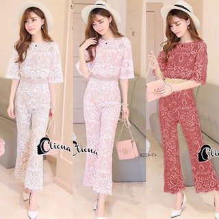 J8239 Jumpsuit จั๊มสูท ลูกไม้ ขายาว