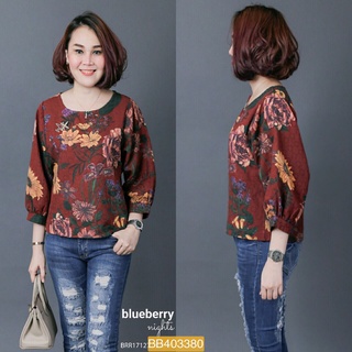 !!พร้อมส่ง!!เสื้อลินินคอกลมลายดอกไม้สวยเก๋