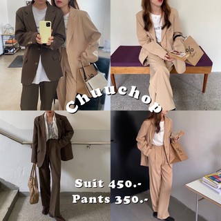 ราคาCHUUCHOP_พร้อมส่ง(C2168-C2169)🍞🧸🏖Chocolate chip suit and pants เสื้อสูทและกางเกง (ขายแยกชิ้น)
