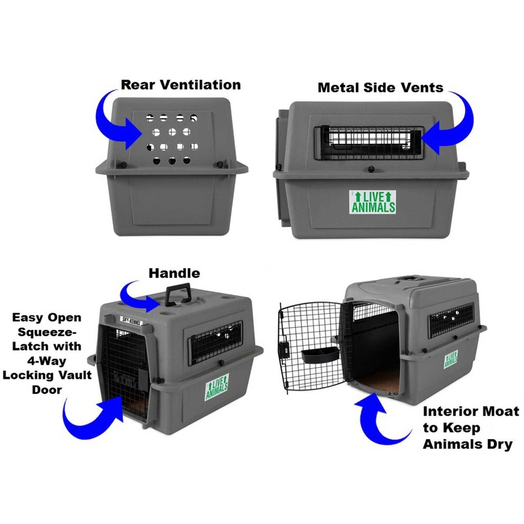 Petmate Sky Kennel #400 กรงเดินทางสุนัข Box พลาสติกขึ้นเครื่องบิน ตรงมาตรฐาน IATA  หน้าต่างเหล็ก แข็งแรง Made in USA