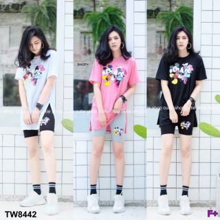 TW8442-Set เสื้อผ้าข้าง+กางเกงบอดี้ฟิต