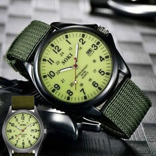 SOKI นาฬิกาข้อมือควอตซ์อะนาล็อก สไตล์ทหาร สำหรับผู้ชาย