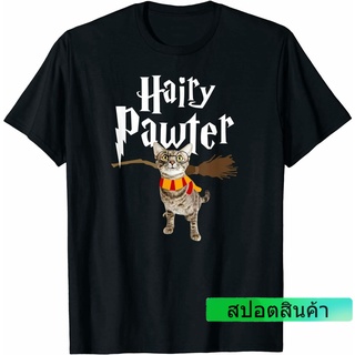 เสื้อยืดลําลอง คอกลม พิมพ์ลาย Harry Pawter Wizard Gift สําหรับคู่รักแมว ดีไซน์ใหม่