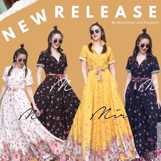 Lisianthus Maxidress•• เดรสเชิ้ตลายดอกตัวยาว ผ้าลายเชิง พิมพ์สวยพรีเมี่ยม!! แพทเทรินช่วงบนเป็นเสื้อเชิ้ตแขนสั้น