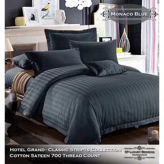 ชุดผ้าปูที่นอนลายริ้วสีน้ำเงินเข้ม 3.5 ฟุต (5 ชิ้น),Cotton 100%