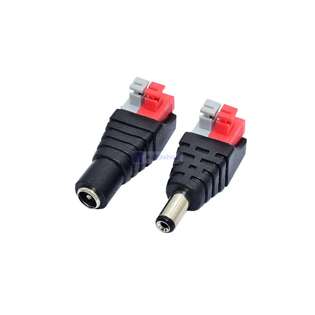 ปลั๊ก push-type DC power connector Male & Female 2.1x5.5mm ตัวผู้ +ตัวเมีย จำนวน 1 ชุด (2 ตัว)