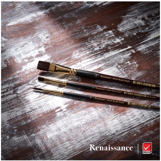 Renaissance พู่กัน สีอะคริลิค พู่กันหัวแบน จำนวน 1 ด้าม อุปกรณ์ศิลปะ พู่กัน