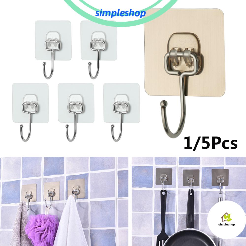 SIMPLE Useful Traceless Hooks Bathroom Wall Rack Seamless Adhesive Hook