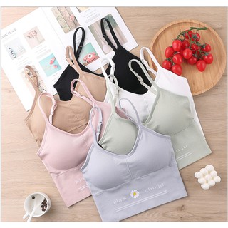 พร้อมส่งจากไทย💥Sanay Bra💥 (N344) สปอร์ตบราสีพาสเทล แบบสวม ลายดอกไม้น่ารัก เสริมฟองน้ำ