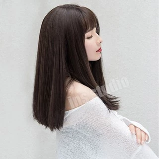 วิกผมยาวมีหน้าม้า วิกผมผู้หญิง วิกผมแฟชั่น เครื่องประดับผม Hairpiece ยืดผม วิกผมยาวผู้หญิง Wig
