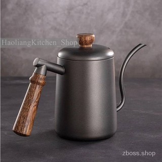 กาต้มน้ำ Coffee Pot สแตนเลส600MLไม้กาแฟCrane Mouthหยดยาวปากหม้อกาแฟคุณภาพสูงอุปกรณ์