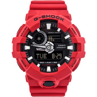 Casio G-Shock นาฬิกาข้อมือผู้ชาย สีแดง สายเรซิ่น รุ่น GA-700-4A（สีแดง）