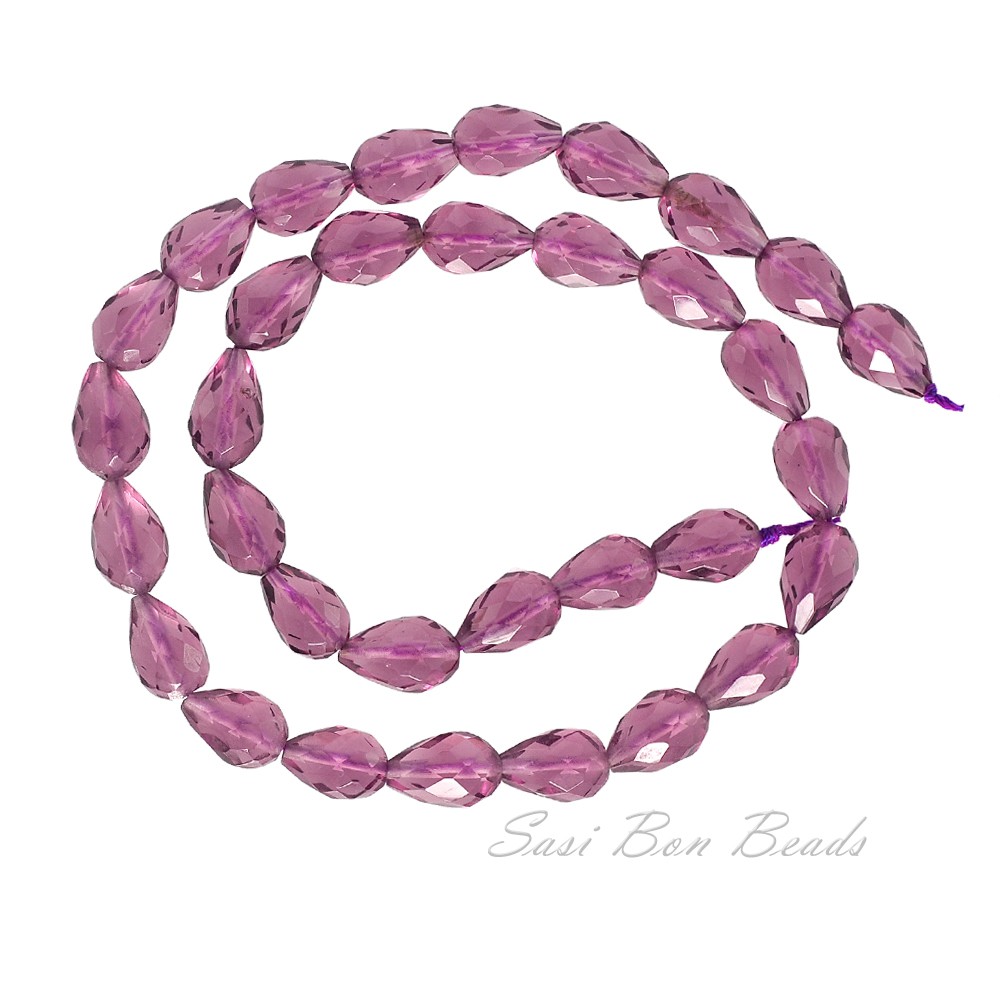 คลิสตัลแท้ ลักษณะเม็ดทรงหยดน้ำเจียเหลี่ยม เม็ดคลิสตัล (Crystal) 8x12 mm (LZ-0194 สีม่วง)