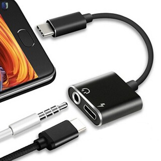 YY อะแดปเตอร์ชาร์จ 2 in 1 Type-C to 3.5 mm Jack Head AUX Audio USB C